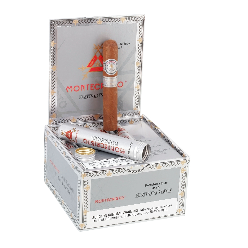 MONTECRISTO PLATINUM ROTHCHILDE TUBE (50 X 5) BOX OF 15